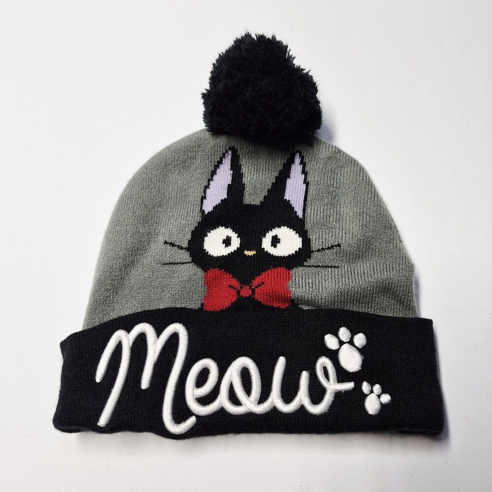 Studio Ghibli Kikis Delivery Service Jiji Cat Meow Pom Beanie Hat Bioworld NWOT